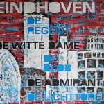 Schilderij van Eindhoven met daarop de witte Dame, de Blob en de Regent afgebeeld.